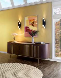 Buffet <span class=keywords><strong>Anthony</strong></span> de design italien, en bois de noyer naturel, avec dessus en marbre blanc, meuble de rangement en métal, meuble de luxe - Product Image 2