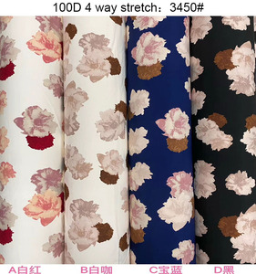 Tessuto <span class=keywords><strong>Chiffon</strong></span> Elasticizzato in 4 Direzioni 100% Poliestere con Stampa Floreale 100D per Abiti Estivi da Donna - Product Image 5