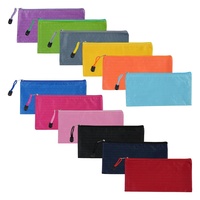 Bolsas de lápices con cremallera de tela Oxford impermeables con logotipo personalizado, bolsas de papelería pequeñas con cremallera para oficina, carpeta de cosméticos de viaje