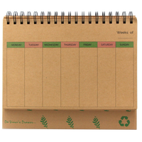Calendrier de bureau en spirale en papier kraft recyclé écologique personnalisé planificateur de repas hebdomadaire/quotidien Pad Offset imprimé Table Promotions