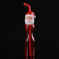 Botella de burbujas navideña con pajita, diseño de Papá Noel, muñeco de nieve y elfo, varita de burbujas de plástico PET, juguete para niños, recuerdo para fiestas navideñas