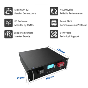 Système solaire SMS Energy, montage sur rack, batterie 51,2V 100Ah/200Ah IP65 avec communication CAN - Product Image 3