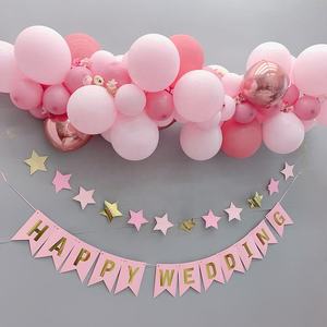 מסיבת חתונת אספקת דקור רק נשוי נייר זר גבתון באנרים דגלי חתונה שמחה באנר - Product Image 6