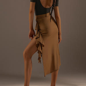 Gonna da Ballo Latino a Vita Alta con Spacco per Donna, Top Sexy Senza Schienale, Abito per Rumba, Samba, Cha-cha, Tango, Costume per Esibizioni di <span class=keywords><strong>Danza</strong></span> - Product Image 6