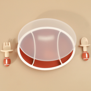 Assiette à dîner en silicone personnalisable pour enfants, ensemble de vaisselle avec ventouse, résistante aux hautes températures, assiette pour bébé - Product Image 2