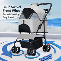 Poussette pliable pour animaux de compagnie personnalisable en gros avec sac de transport détachable 360 °   Poussette panoramique pour chien et chat avec roues pivotantes OEM
