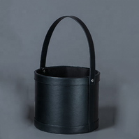 Boîte de fleurs cylindrique en cuir de luxe personnalisée, cadeaux pour la Saint-Valentin, emballage de fleurs, pot de fleurs
