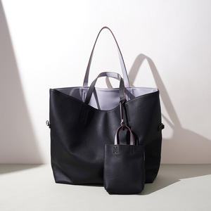 Sac fourre-tout haut de gamme en cuir pleine fleur double face, grande capacité, couleur unie, design ouvert, sac à bandoulière quotidien pour femme - Product Image 1