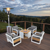 Table extérieure de cheminée en bois de teck de 38 pouces avec canapé