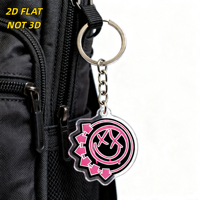 Porte-clés Rose Grunge Smile, Smiley XX-Eye audacieux avec design flèche et engrenage, Breloque en acrylique transparent pour clés, sacs, sacs à dos