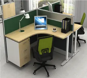 GCON furnitur kantor Modern, papan partikel komputer desktop 4 Orang meja kantor untuk 4 tempat duduk