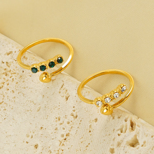 Bague éternelle en zircon, acier inoxydable plaqué or 18 carats, cœur ouvert, tendance, bagues éternelles - Product Image 1