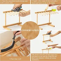 Séchoir à pâtes moderne autoportant en bambou pour la cuisine, présentoir de rangement à double niveau en bois naturel, support à nouilles, vente en gros