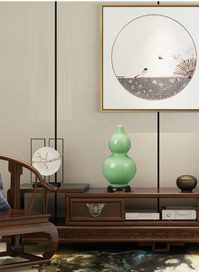 Venta al por mayor de jarrón de lujo ligero, jarrón de cerámica artístico para flores, vaso de porcelana en forma de calabaza celadón para decoración del hogar - Product Image 6