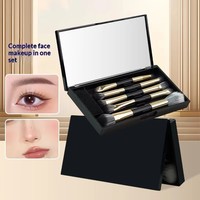Ensemble de 5 mini-pinceaux de maquillage à double extrémité, kit de pinceaux cosmétiques portables de voyage avec miroir et étui de rangement pour le maquillage du visage et des yeux