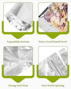 Bolsa de plástico PE personalizada transparente de alta calidad, bolsa con cremallera de pie, a prueba de humedad y grado alimenticio para embalaje - Product Image 5