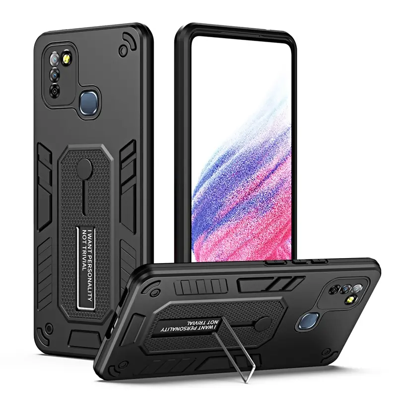 Shockproof Wholesale Shockproof Hard PC Soft Silicone Phone Case with Stand Holder For Tecno Camon 19 Pro Pova 4 Spark9