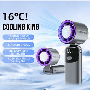 Ventilateur de poche pliable rechargeable 2400 mAh avec fonction turbo et pack de glace intégré pour extérieur - Product Image 6
