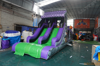 Structure gonflable Halloween Maison Hantée avec toboggan et parcours d'obstacles pour enfants, idéale pour fêtes, événements et location de jardin