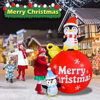 Pingouin de Noël gonflable de 6,5 pieds avec boule lumineuse LED Joyeux Noël, ornement pour la cour, la pelouse, la maison, la décoration extérieure des fêtes
