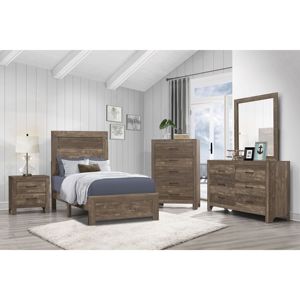 DB <b>Smart</b> <b>Nightstand</b> with Rustic Brown Finish 1pc Bedroom Furniture with Black Metal Hardware for Apartment Use - Product Image 6