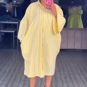 เดรสลำลองลายทางประดับเพชรพลอยสำหรับผู้หญิงไซส์ใหญ่ สไตล์ลำลอง ขายดีประจำฤดูร้อน แฟชั่นชุดเดรสผ่าข้าง - Product Image 3