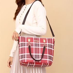 2025 High Quality Women PU Tote 6-Piece Bag Durable Zipper <b>Large</b> Capacity Plaid Handbag Sling Bag <b>Purse</b> Set - Product Image 4