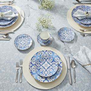 Vajilla <span class=keywords><strong>de</strong></span> Porcelana Blanca y Azul Mediterránea <span class=keywords><strong>de</strong></span> Lujo, Platos <span class=keywords><strong>de</strong></span> Cerámica con Borde Dorado, Taza <span class=keywords><strong>de</strong></span> Café, Vajilla <span class=keywords><strong>de</strong></span> Porcelana Fina al por Mayor - Product Image 3