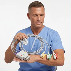 Kompatibel mit GE Healthcare Dash <span class=keywords><strong>PRO</strong></span> 3000/Solar 3000 EKG-Kabel 3-adrig IEC-Grabber für Krankenhausgebrauch Erwachsene - Product Image 4