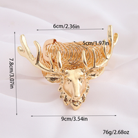 Attache de rideau en forme de tête de cerf dorée, boucle de rideau en métal en forme de cerf style nordique, décoration de rideau pour les fêtes