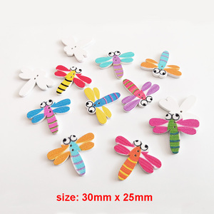 Dễ thương phim hoạt hình gấu trúc ếch chuồn chuồn chim cánh cụt hình dạng nút động vật bằng gỗ cho trẻ em - Product Image 3