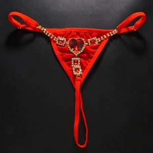 Culotte élastique européenne et américaine à motif cœur, polyvalente, sexy, avec strass, chaîne de corps bikini réglable, taille basse, taille fine pour femme - Product Image 6
