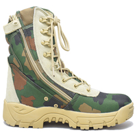 Bottes de combat camouflage de chasse 1000D à lacets et fermeture éclair à la cheville, doublure en maille respirante, semelle extérieure en caoutchouc, toutes saisons