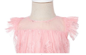 Robes de demoiselles d'honneur mignonnes, robes courtes à fleurs, robes de princesse en dentelle bouffante pour petite fille de couleur rose - Product Image 3