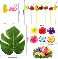 Zhixieli — ensemble de décoration de fête tropicale, jupe de Table en herbe Hula, fleurs Hibiscus, feuilles de palmier pour fête du Luau hawaïen