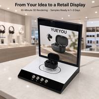 Support d'affichage personnalisé pour écouteurs Bluetooth avec panneau rétroéclairé LED, commandes tactiles, présentoir en acrylique pour écouteurs sans fil