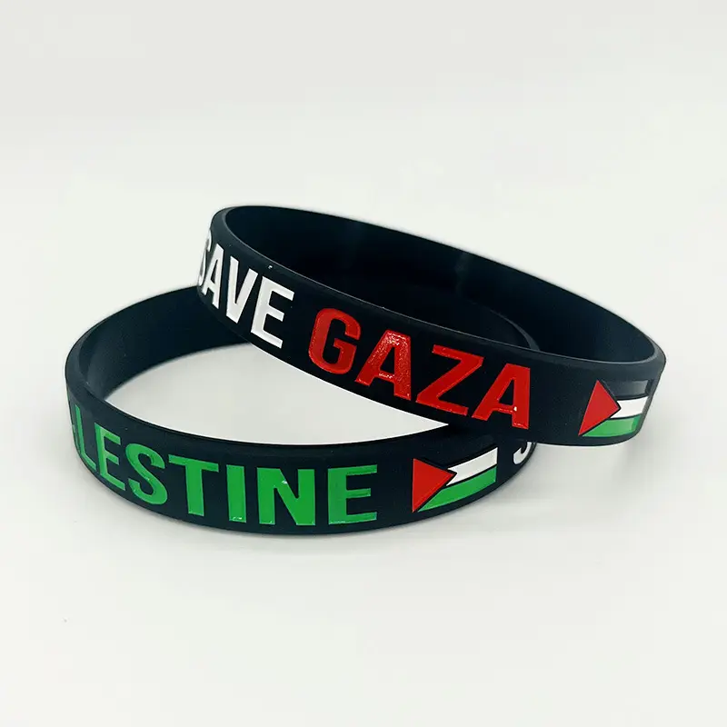 Cá nhân Debossed dây đeo cổ tay tùy chỉnh Silicone Vòng đeo tay palestine sản phẩm mát Silicone dây đeo cổ tay palestine Vòng đeo tay