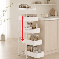 Chariot de rangement métallique étroit à roulettes, 3 ou 4 niveaux, organisateur mobile ajustable et fin avec roues pour la cuisine
