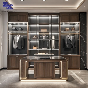 Abiti da uomo di fascia alta espositore con led in venature del legno design per abiti da uomo <span class=keywords><strong>negozio</strong></span> - Product Image 2