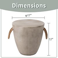Table d'appoint ronde en oxyde de magnésium, forme de seau avec poignées en corde, aspect ciment, pour décoration intérieure et extérieure, maison, patio
