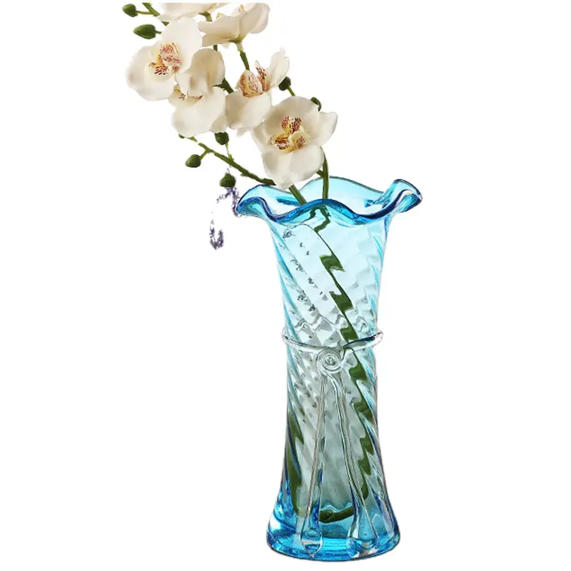 Crystal round environmental glass vase for home to place fresh flower handblown colored glass vases