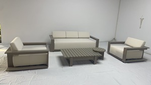 Ensemble de canapés de jardin de style nordique haut de gamme en aluminium épais, lit de repos en métal pour villa, complexe hôtelier, plage - Product Image 4