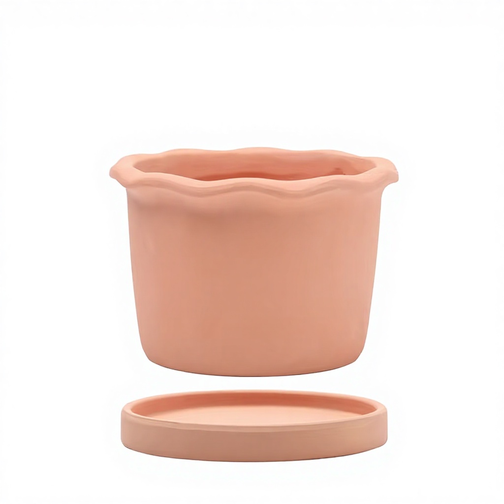 Feuille de lotus courte en poterie rouge 15cm