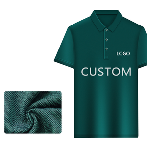 Camisa Polo de Piqué Verde Oscuro Personalizada para Hombre, Manga Corta, Transpirable, de Algodón, con Logotipo Estampado en la Parte Delantera, Estilo Casual - Product Image 1