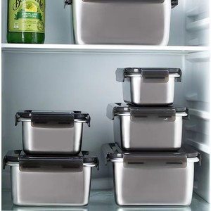 316 Stainless Steel Food <b>Storage</b> <b>Container</b> With Lid 1-3L Freezer Safe For Refrigerator Student Lunchbox - Product Image 3