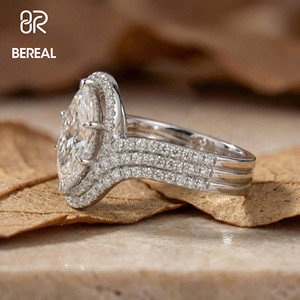 IGI Certified Vvs Lab Grown Diamond Engagement <b>Ring</b> Women Custom 925 <b>Silver</b> Marquise Lab Created Diamond Pave <b>Ring</b> Fine Jewelry - Product Image 2