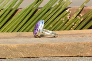92.5 Sterling Silver Natural Charoite Gemstone Smooth Pear Shape Women Cute Jewelry <b>Finger</b> <b>Ring</b> Gift Wholesale - Product Image 5