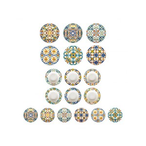 Servizio di piatti Medicea da 18 pezzi in porcellana Bone China con motivi colorati per la tavola - Product Image 1