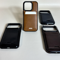 Étui de téléphone portable en cuir à cadre métallique avec porte-cartes pour Iphone 17 pro max