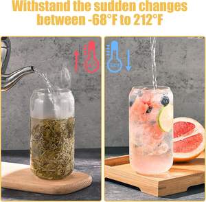 Vasos de Vidrio con Tapas de Bambú y Pajitas, 16 Oz, 18 Oz, 20 Oz, Vasos para Beber Cerveza con Forma de Lata, para Café Helado - Product Image 4